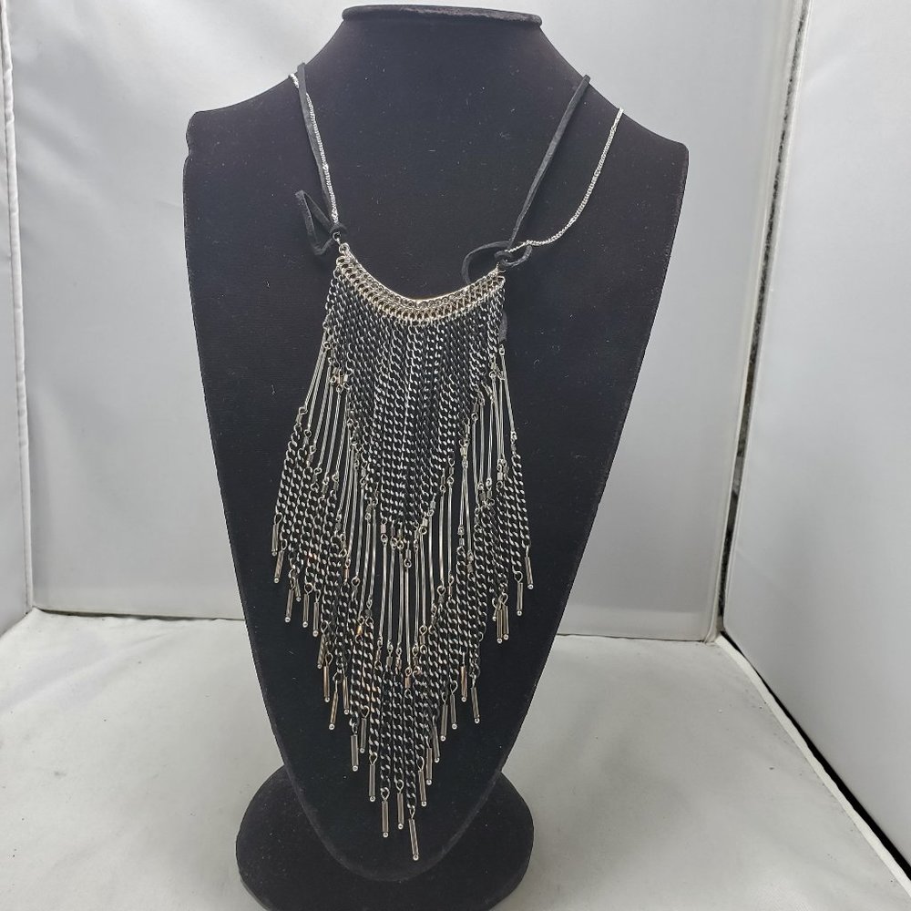 BKE statement fringe gunmetal tone necklace